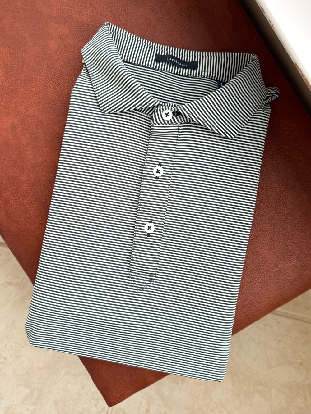 NEW Turtelson Stripe Long Sleeve Golf Polo | L